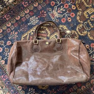 Vintage I Santi All Leather LARGE Duffel Bag Weekender Luggage Lightweight READ